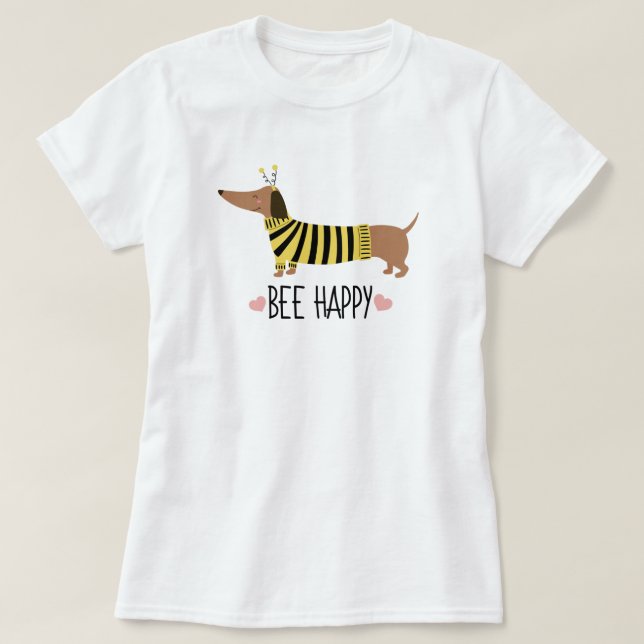 Camiseta Happy Dachshund Bumblebee T-Shirt (Frente do Design)