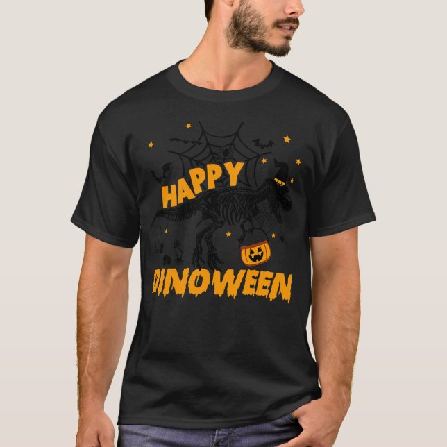 Camiseta Happy Dinoween Funny Dinosaur Skeleton Halloween K (Frente)
