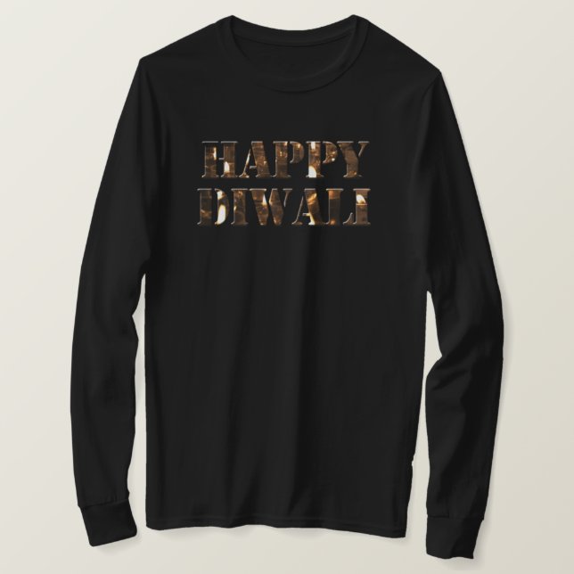 Camiseta Happy Diwali Candlelight Typografia T-Shirt (Frente do Design)