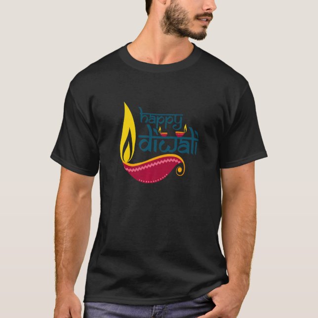 Camiseta Happy Diwali Festival of Lights 3 Lights For India (Frente)