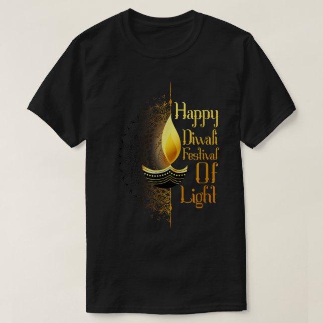 Camiseta Happy Diwali Rangoli Festival de Luz para Homens (Frente do Design)