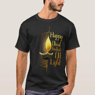 Camiseta Happy Diwali Rangoli Festival de Luz para Homens