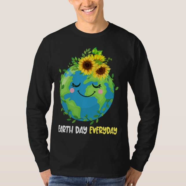 Camiseta Happy Earth Day Everyday 2023 Earth Sunflower Save (Frente)