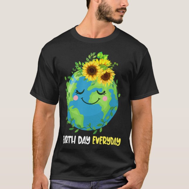 Camiseta Happy Earth Day Everyday 2023 Earth Sunflower Save (Frente)