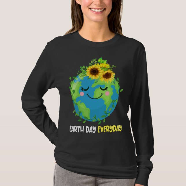 Camiseta Happy Earth Day Everyday 2023 Earth Sunflower Save (Frente)