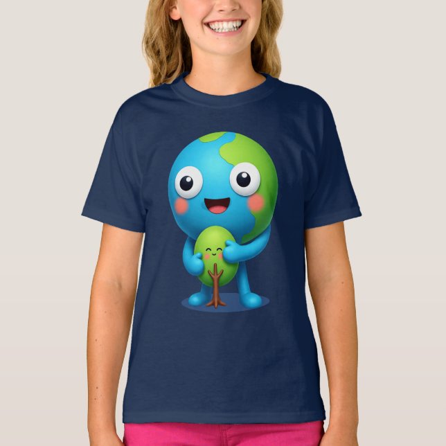 Camiseta Happy Earth Hugging Tree Shirt Cute Nature (Frente)