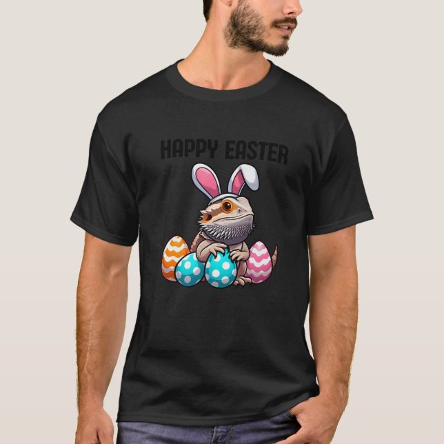 Camiseta Happy Easter Bearded Dragon Reptile Men Women Kids (Frente)