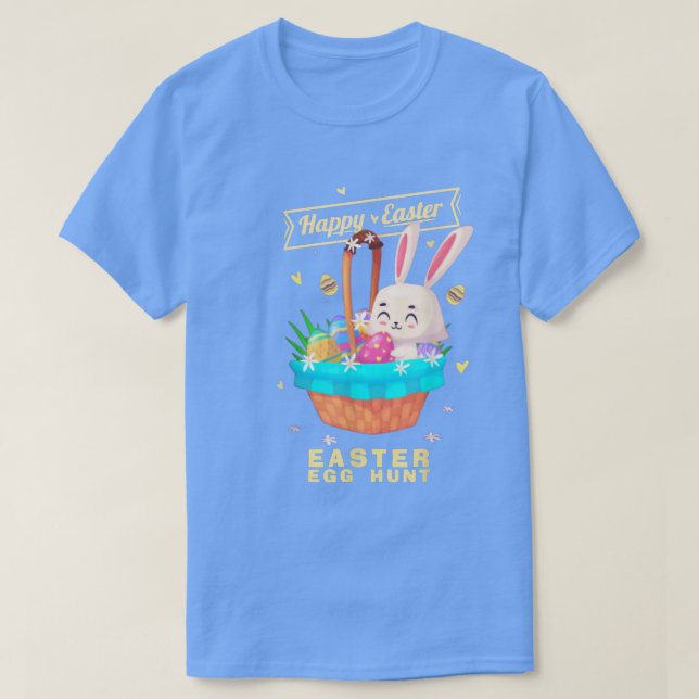 Camiseta Happy Easter Bunny Basket Egg Hunt Cute  (Frente do Design)