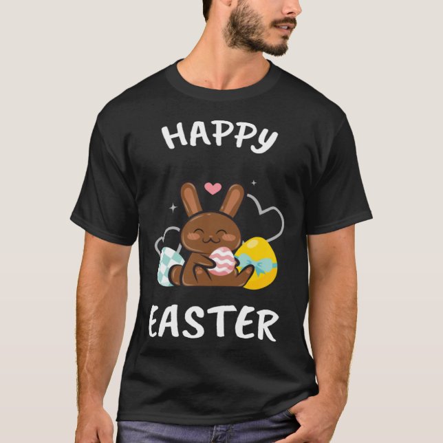Camiseta Happy Easter Bunny Chicks Egg Hunting Cute Cool (Frente)