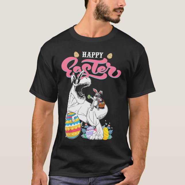 Camiseta Happy Easter Bunny Dinosaur Egg Rabbit Ears Costum (Frente)