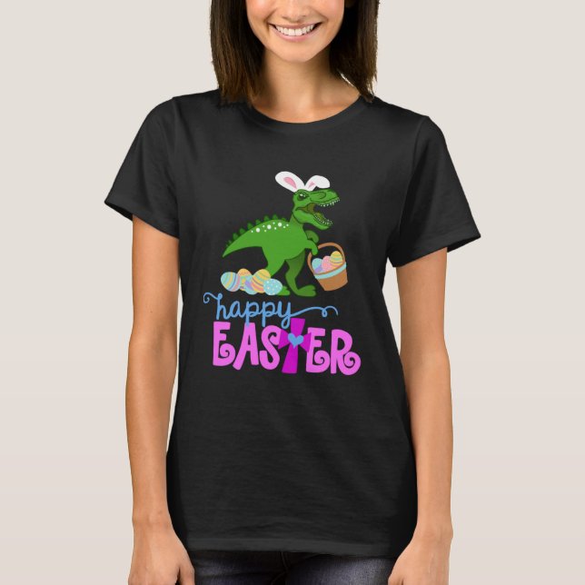 Camiseta HAPPY EASTER Bunny Dinosaur Rex Egg Hunt Toddler G (Frente)