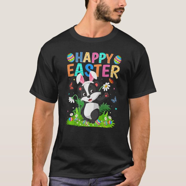 Camiseta Happy Easter Bunny Egg Funny Badger Easter Sunday (Frente)
