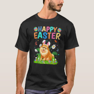 Camiseta Happy Easter Bunny Egg Funny Pomeranian Dog Easter