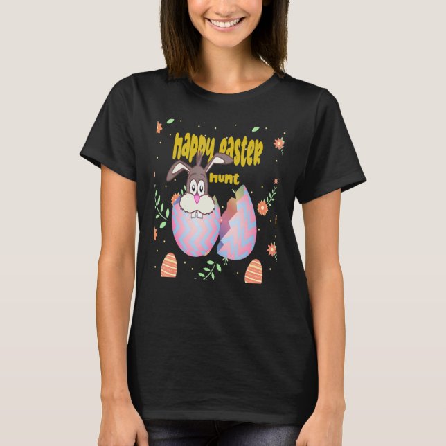 Camiseta Happy Easter Bunny Egg Hunt, Cute Rabbit Boys Girl (Frente)