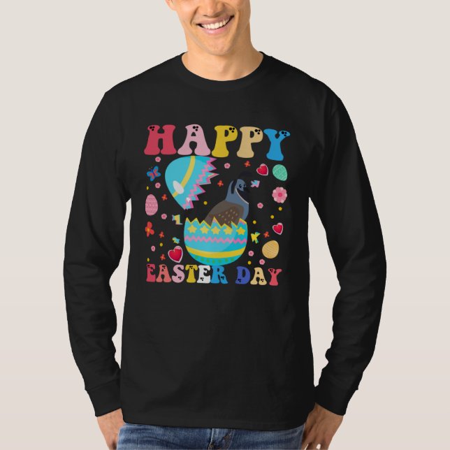 Camiseta Happy Easter Bunny Quail  Easter Day Groovy (Frente)