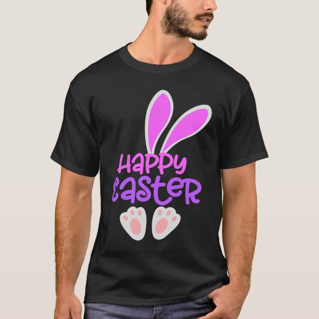 Camiseta Happy Easter Bunny Rabbit Egg Hunt Cute Ears Girls (Frente)