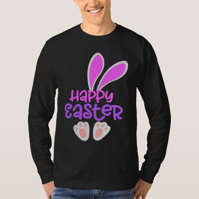 Camiseta Happy Easter Bunny Rabbit Egg Hunt Cute Ears Girls (Frente)