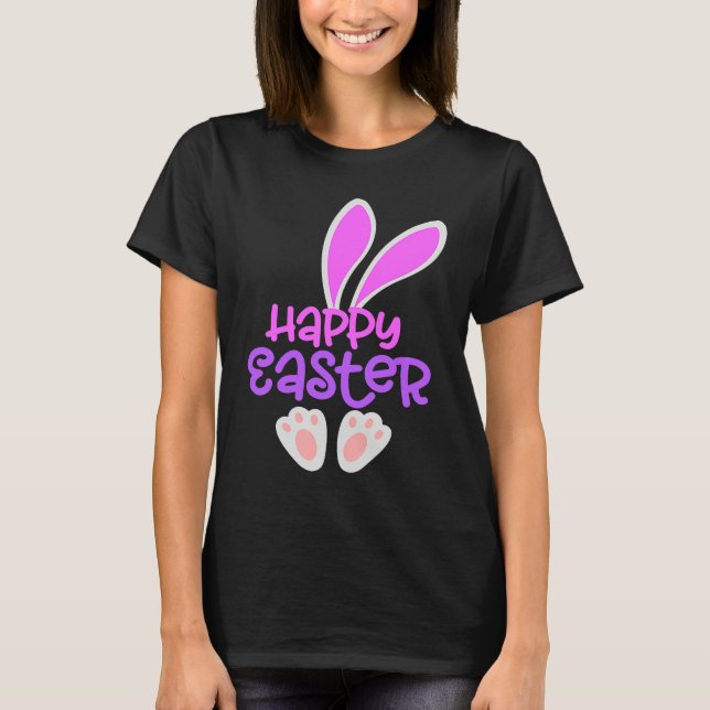 Camiseta Happy Easter Bunny Rabbit Egg Hunt Cute Ears Girls (Frente)
