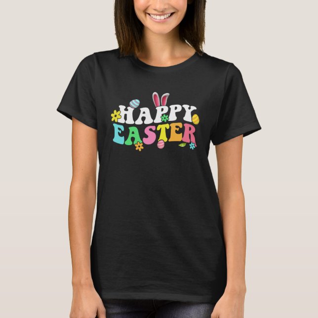 Camiseta Happy Easter Bunny Rabbit Face  Easter Day Women G (Frente)