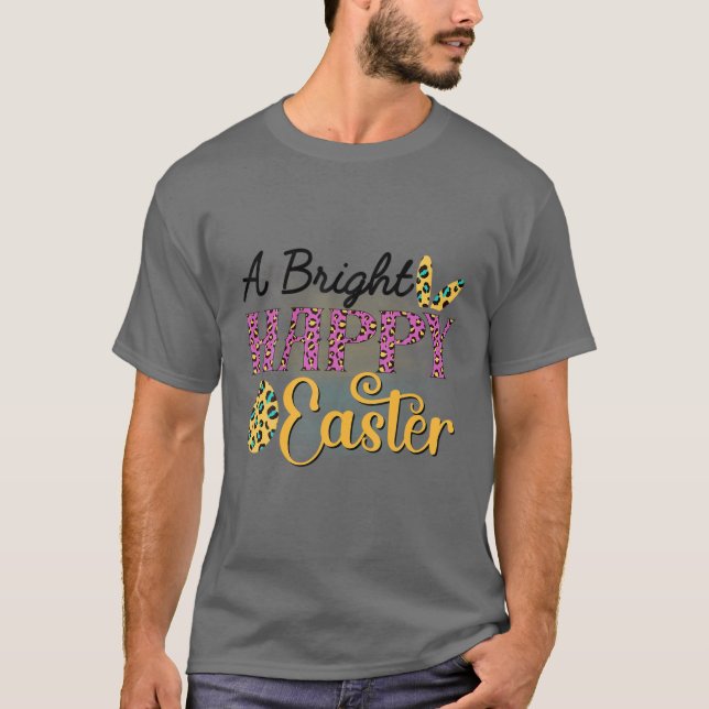 Camiseta Happy Easter Bunny Rabbit Face Leopard Easter Day (Frente)