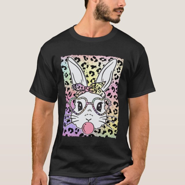 Camiseta Happy Easter Bunny Rabbit Leopard Animal Print Bub (Frente)