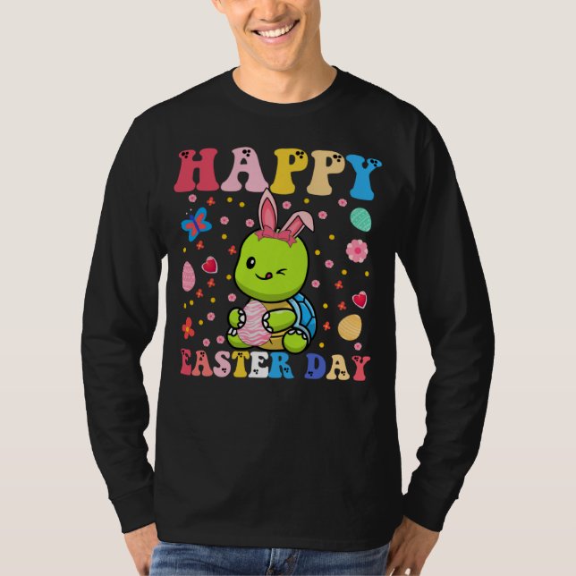 Camiseta Happy Easter Bunny Turtle  Easter Day Groovy (Frente)