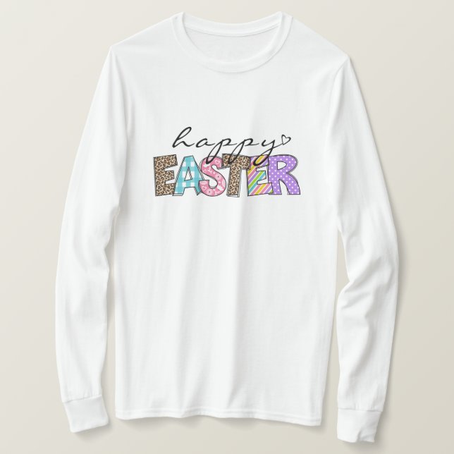 Camiseta Happy Easter Colorful Cute T-Shirt (Frente do Design)