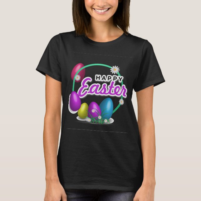 Camiseta Happy Easter Colorful Eggs Spring Graphic T-Shirt (Frente)