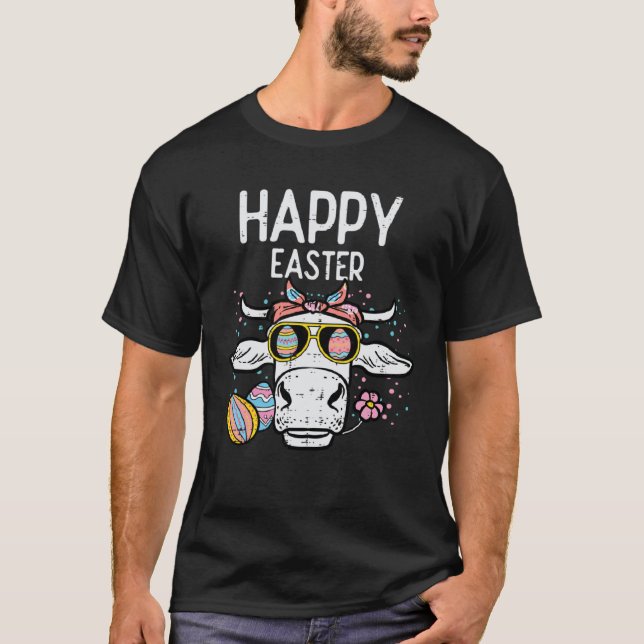 Camiseta Happy Easter Cow Face  Heifer Mom Women Girls Kids (Frente)