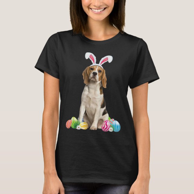 Camiseta Happy Easter Cute Beagle Bunny Dog  Easter (Frente)