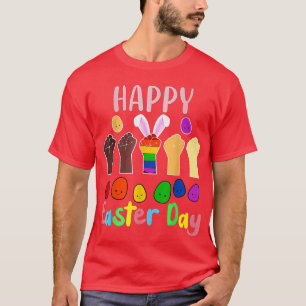 Camiseta Happy Easter Day 2022 Rabbit Bunny Eggs Gay Pride