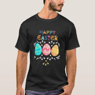 Camiseta Happy Easter Day Cute Bunny With Eggs Easter Girls