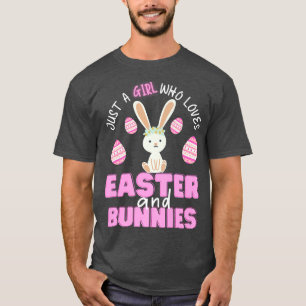 Camiseta Happy Easter Day Girls Easter Egg and Bunnies Fan