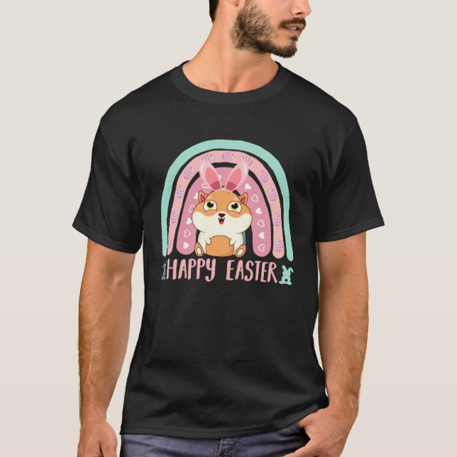 Camiseta Happy Easter Egg Y'all Rainbow  Guinea Pig (Frente)