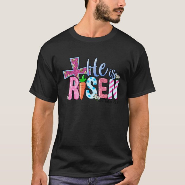 Camiseta Happy Easter he is risen cross carrot Easter Day (Frente)