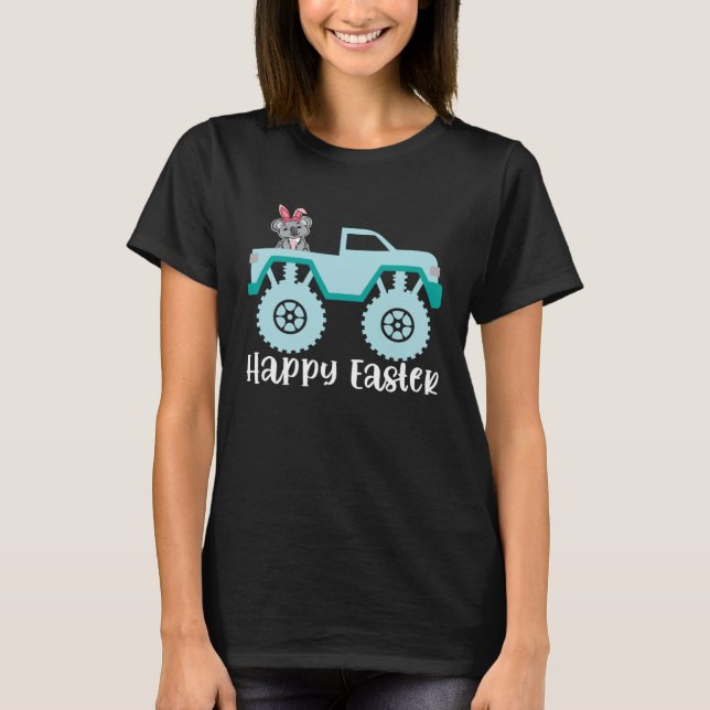 Camiseta Happy Easter Koala Riding Monster Truck Toddler (Frente)