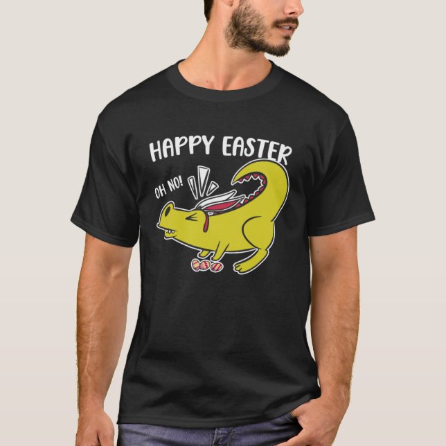 Camiseta Happy Easter Oh No Holiday Dinosaur Trex Bunny Ear (Frente)