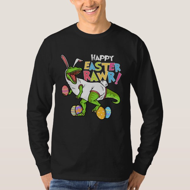 Camiseta Happy Easter Rawr  Bunny Egg Hunter Hunting Season (Frente)