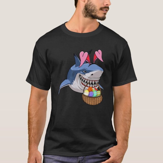 Camiseta Happy Easter Shark Bunny with Easter Basket Boys G (Frente)