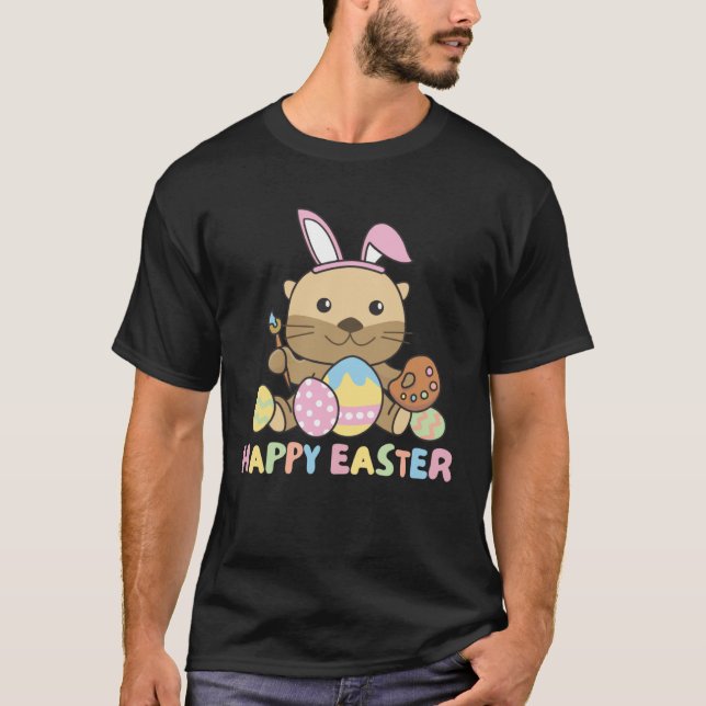 Camiseta Happy Easter Sweet Otter For Easter With Easter Eg (Frente)