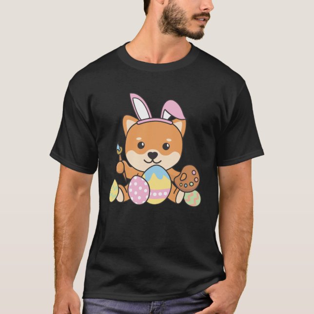 Camiseta Happy Easter Sweet Shiba Inu For Easter With Easte (Frente)