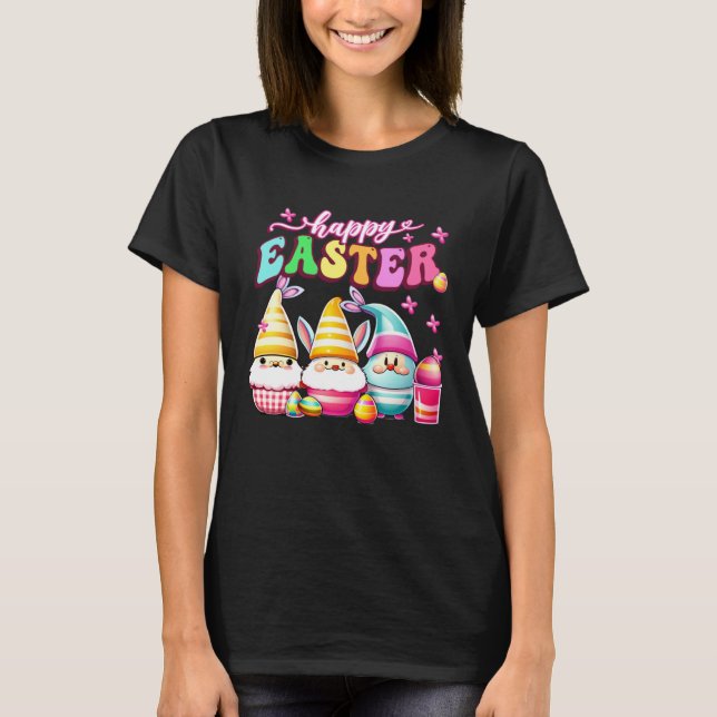 Camiseta Happy Easter With My Gnomies Groovy Bunny Gnome Ea (Frente)