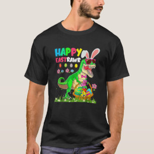 Camiseta Happy Eastrawawt Rex Bunny Easter Engraçado Ovo D
