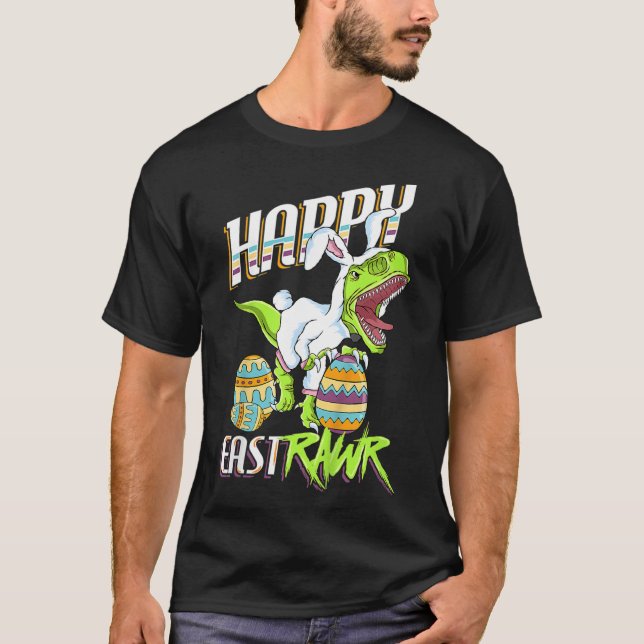 Camiseta Happy Eastrawr Cute Trex Dinosaur Easter Bunny Egg (Frente)