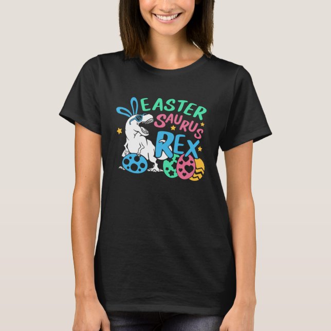 Camiseta Happy Eastrawr Easter Bunny Dinosaur Eggs Basket S (Frente)