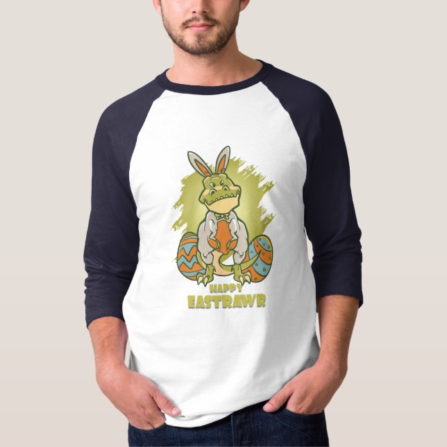 Camiseta Happy Eastrawr | Raglan Capa 3/4 de uso masculino (Frente)