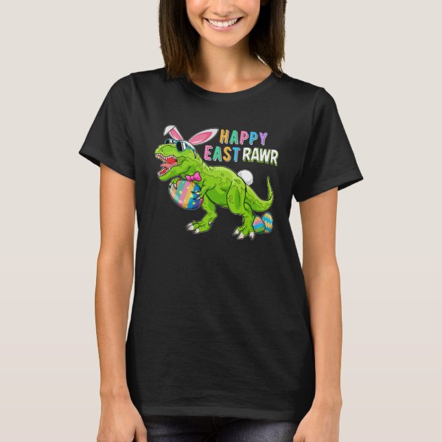 Camiseta Happy Eastrawr Rex Dinosaur Easter Bunny Egg Costu (Frente)