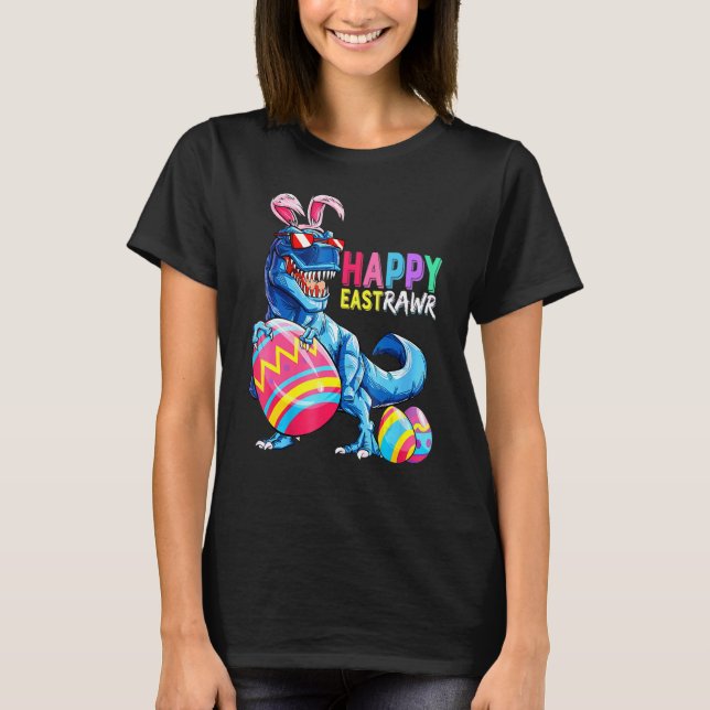 Camiseta Happy Eastrawr Rex Dinosaur Easter Bunny Egg Costu (Frente)