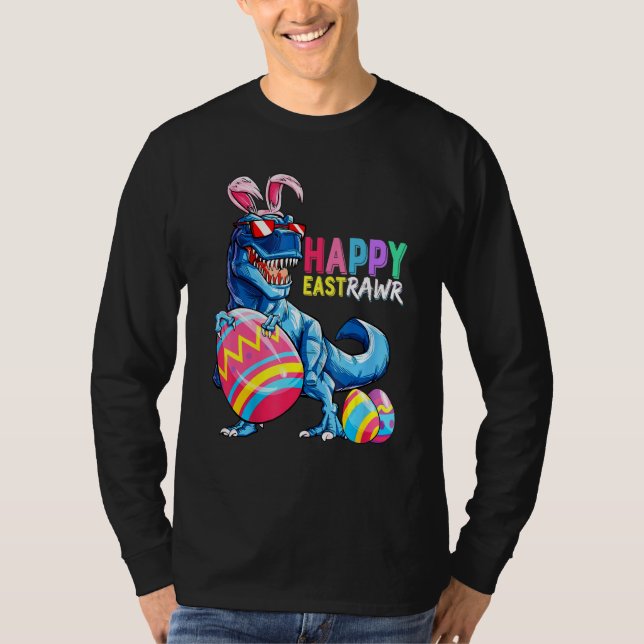 Camiseta Happy Eastrawr Rex Dinosaur Easter Bunny Egg Costu (Frente)