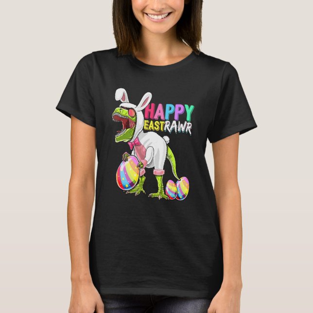 Camiseta Happy Eastrawr Rex Dinosaur Easter Bunny Egg Costu (Frente)